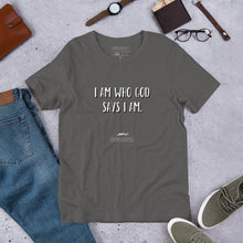 Load image into Gallery viewer, Short-Sleeve Unisex Adult (Men/Women) Hope Exists T-Shirt “I Am Who God Says I Am” (White Text)