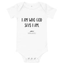 Load image into Gallery viewer, Infant short Hope Exists sleeve one piece “I Am Who God Says I Am” (Black Text)
