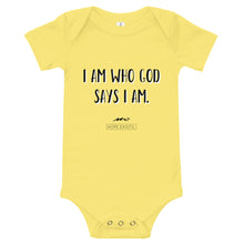 Load image into Gallery viewer, Infant short Hope Exists sleeve one piece “I Am Who God Says I Am” (Black Text)
