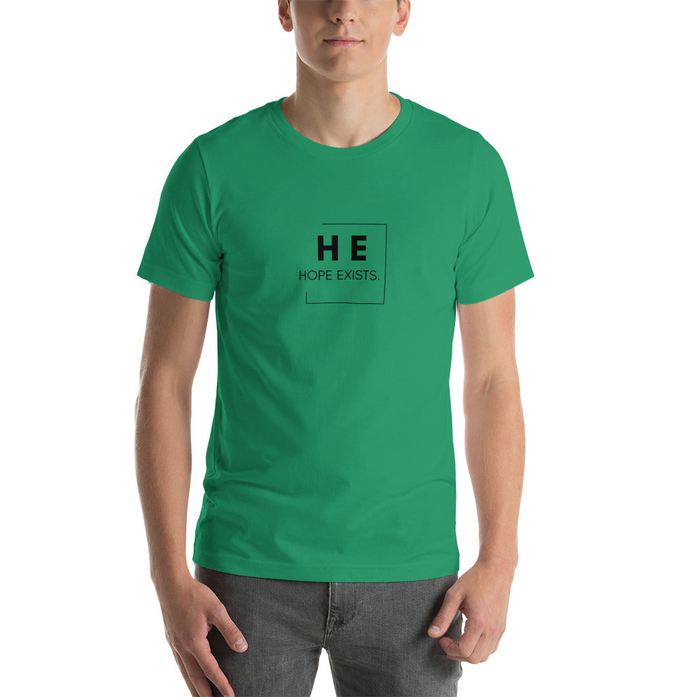 Short-Sleeve Adult Unisex T-Shirt “Hope Exists Logo” (Black Text)